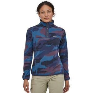 Patagonia Micro D Snap T Pullover Fleece Blue Camo Purple Medium